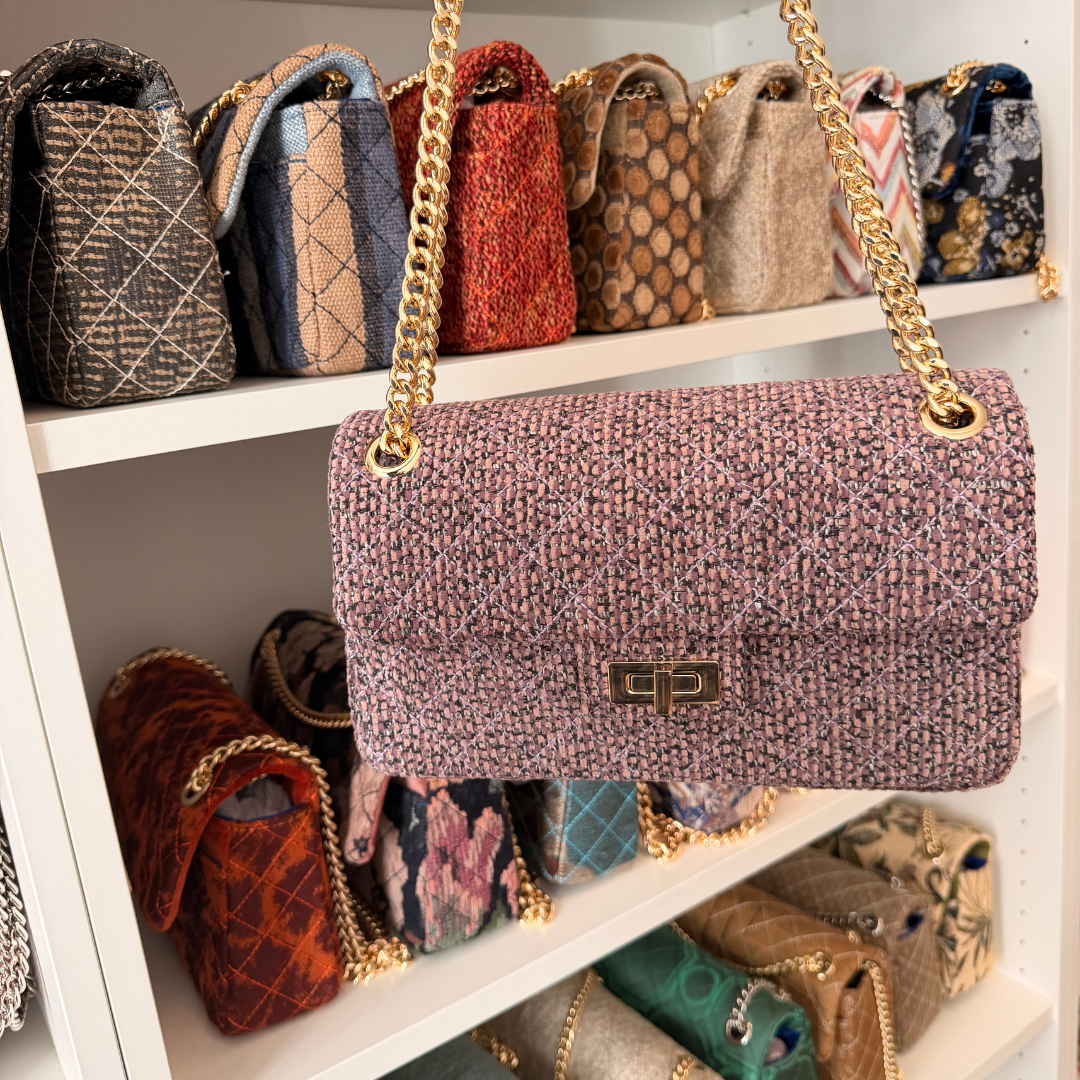 The Classic Nica #1661 – lilac upcycled tweed shoulder bag, detail view 3