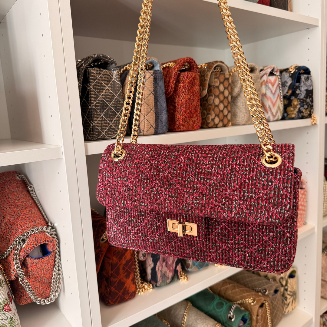 The Classic Nica #1663 – pink upcycled tweed shoulder bag, detail view 3
