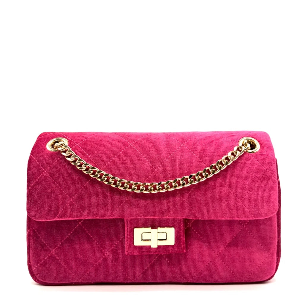 The Classic Nica #1594 – pink upcycled velvet shoulder bag
